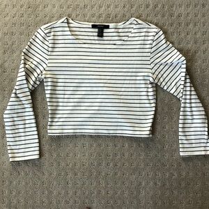 Striped quarter sleeve crop